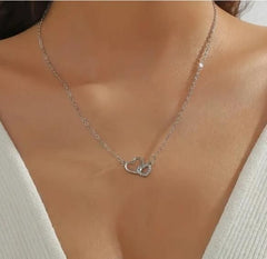 Women's Dual Heart Pendant with Chain Micro Plating