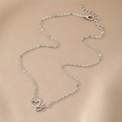 Women's Dual Heart Pendant with Chain Micro Plating